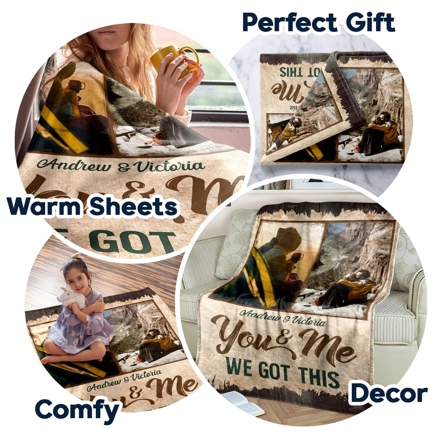 Custom Photo Husband & Wife Camping Partners For Life - Gift For Camping Couples - Personalized Custom Fleece Blanket