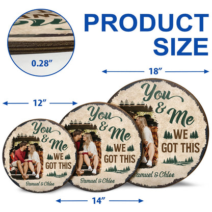 Custom Photo Husband And Wife Camping Partners For Life - Gift For Camping Couples - Personalized Custom Wood Circle Sign