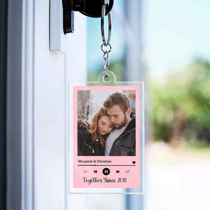 Custom Photo Together Since Husband Wife Anniversary - Gift For Couples - Personalized Custom Rectangle Acrylic Keychain