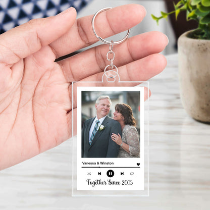 Custom Photo Together Since Husband Wife Anniversary - Gift For Couples - Personalized Custom Rectangle Acrylic Keychain