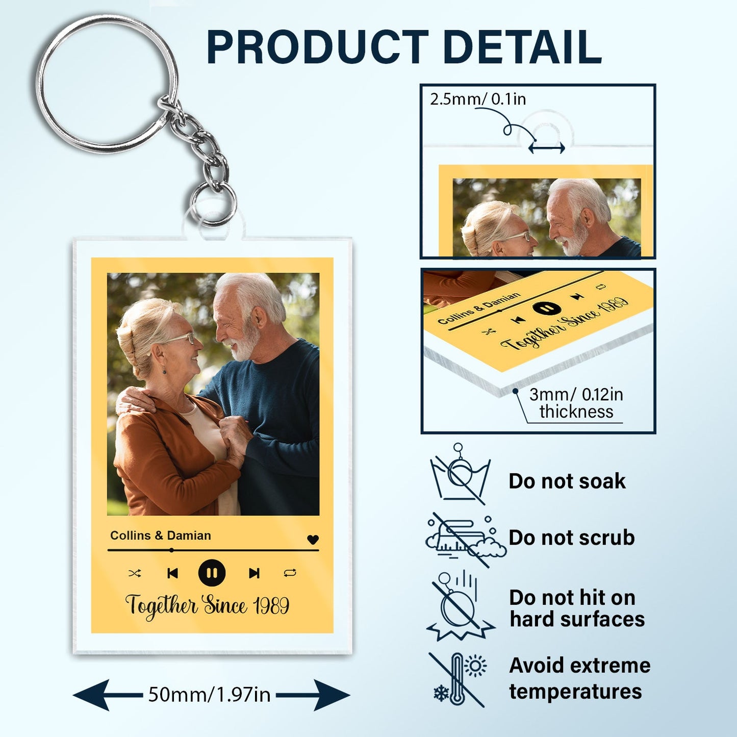 Custom Photo Together Since Husband Wife Anniversary - Gift For Couples - Personalized Custom Rectangle Acrylic Keychain