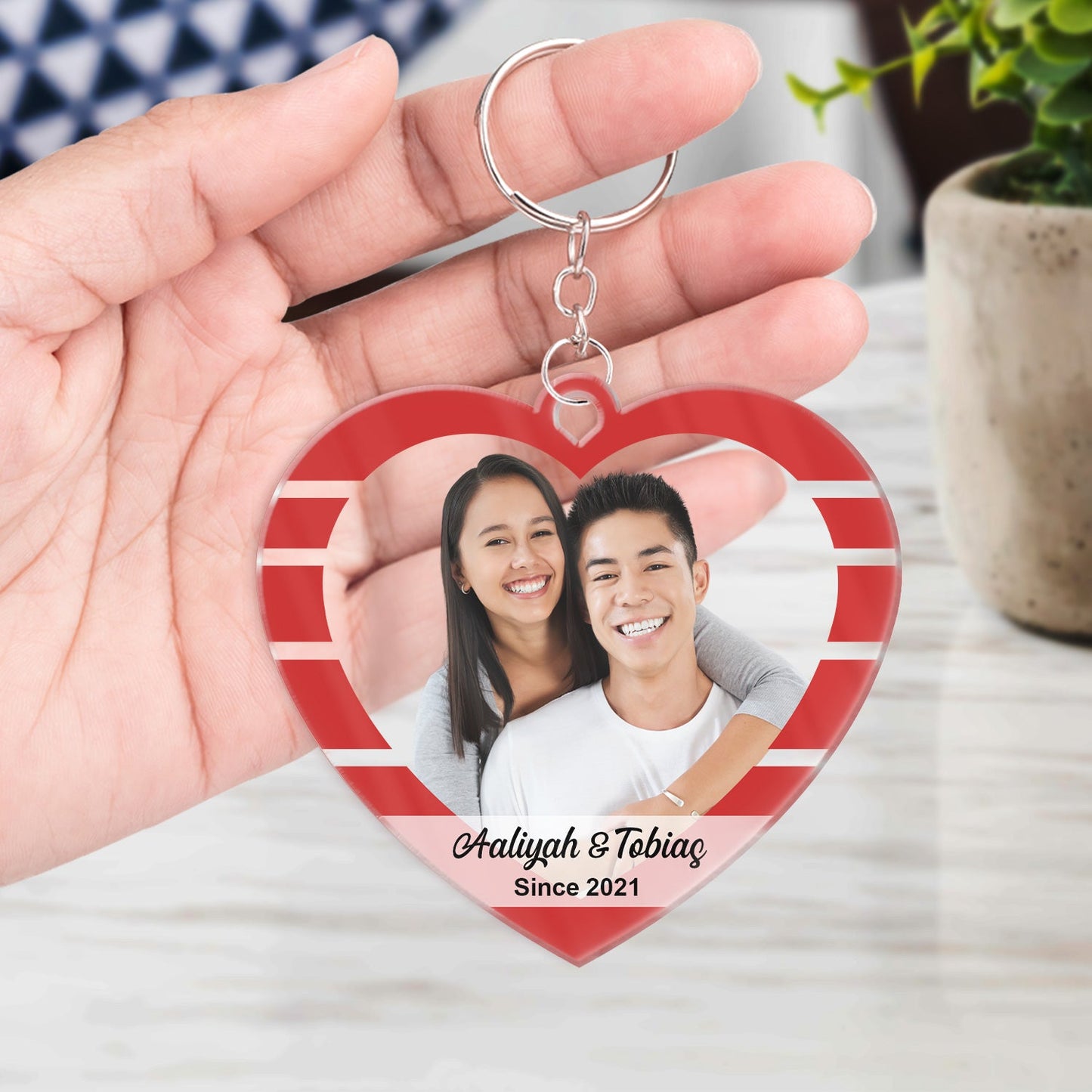 Custom Photo Heart Couple Together Since - Gift For Couples - Personalized Custom Heart Shaped Acrylic Keychain