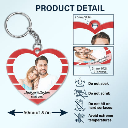 Custom Photo Heart Couple Together Since - Gift For Couples - Personalized Custom Heart Shaped Acrylic Keychain