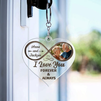 Custom Photo God Knew My Heart Needed You - Anniversary Gift For Couples - Personalized Custom Heart Shaped Acrylic Keychain