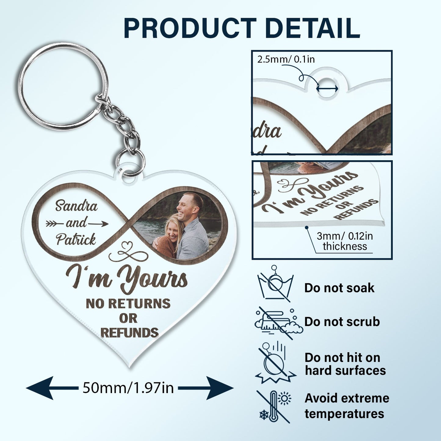 Custom Photo God Knew My Heart Needed You - Anniversary Gift For Couples - Personalized Custom Heart Shaped Acrylic Keychain