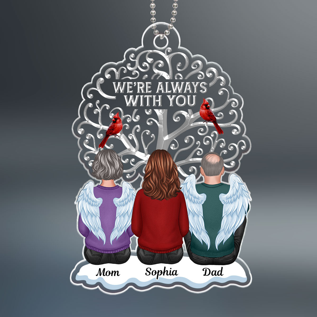 Memorial Tree Cardinal Remembrance Keepsake Personalized Acrylic Ornament