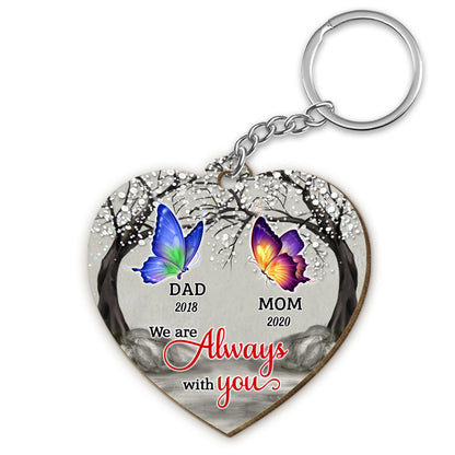 Always With You Butterflies Blossom Tree Personalized Wooden Keychain