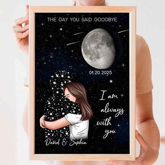 The Day You Said Goodbye Woman With Lost Loved One Memorial Moon Phase Personalized Poster