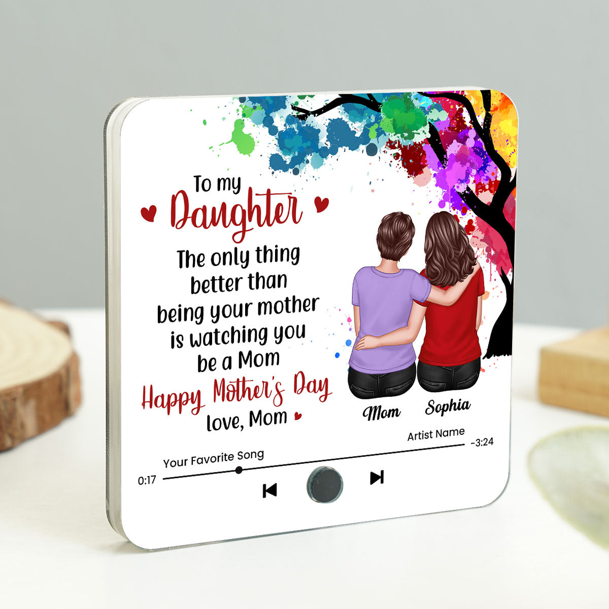 From Mom To My Daughter Personalized Music Fridge Magnet, Heartfelt Mother's Day Gift for Daughter, Daughter-in-law