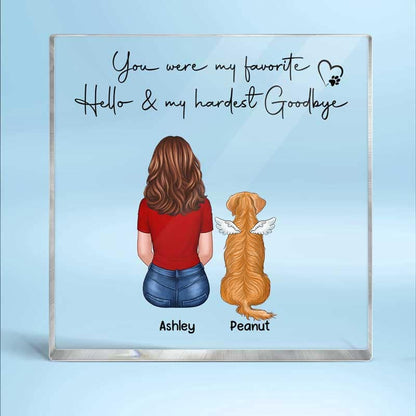 Dog Cat Memorial Pet Remembrance Gift Personalized Square Acrylic Block Plaque - Pet Loss Keepsake Pet Loss Sympathy Present, Keepsake Memory Gift, Acrylic Block