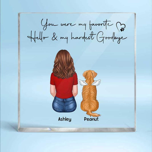 Dog Cat Memorial Pet Remembrance Gift Personalized Square Acrylic Block Plaque - Pet Loss Keepsake Pet Loss Sympathy Present, Keepsake Memory Gift, Acrylic Block