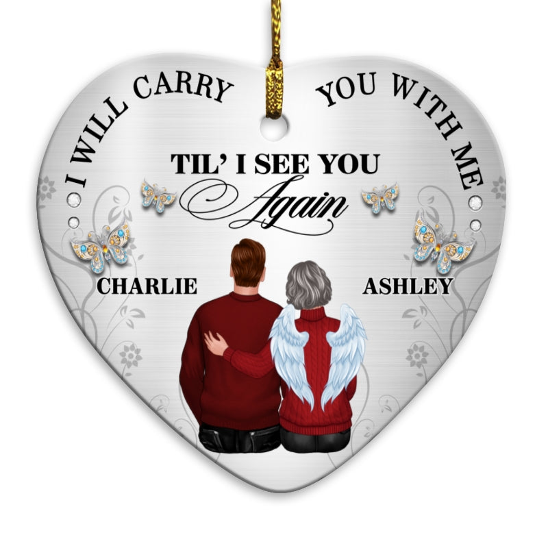 Carry You With Me Memorial Personalized Heart Ornament