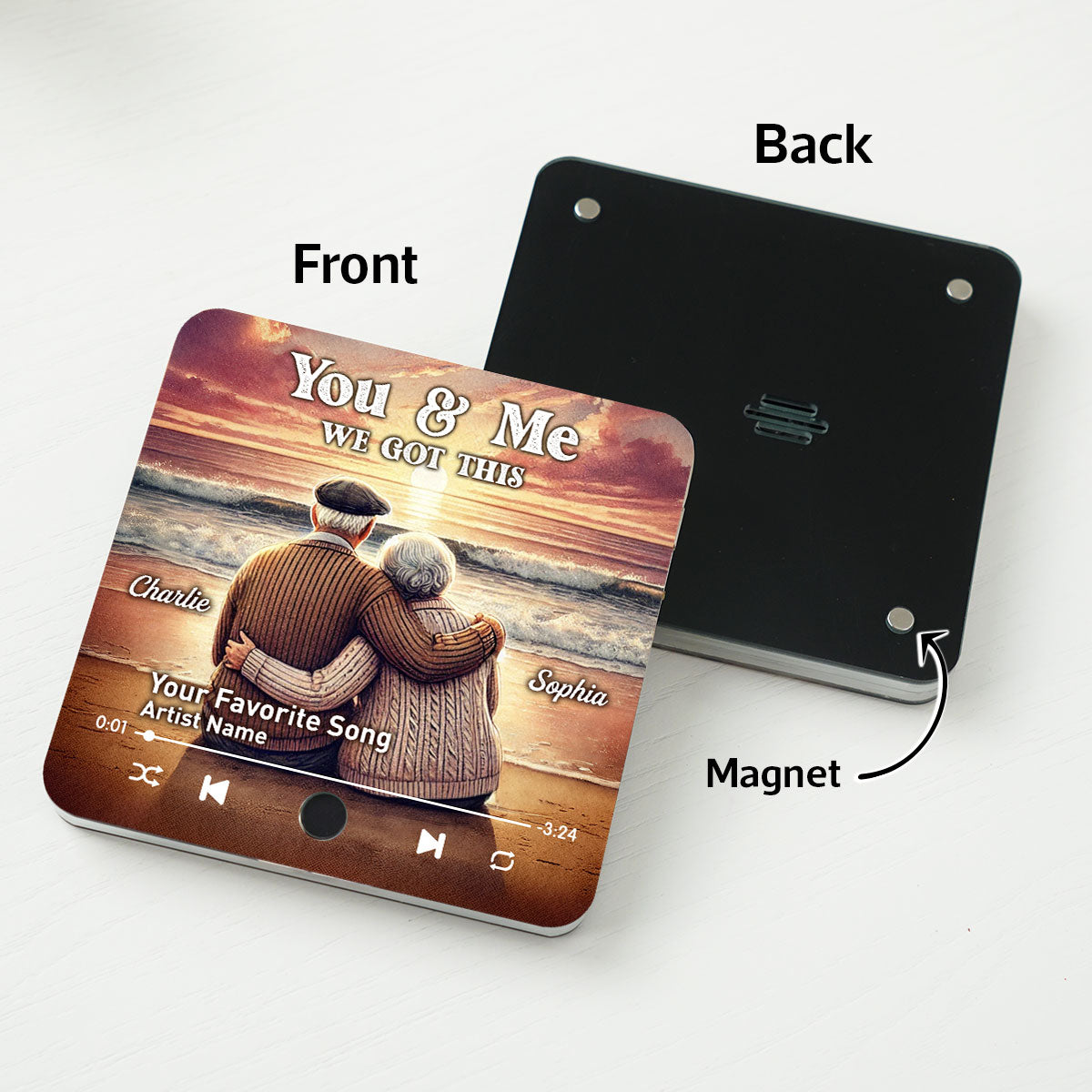 You & Me We Got This Old Couple At Sunset Beach Personalized Music Fridge Magnet, Valentine's Gift For Her, Gift For Him