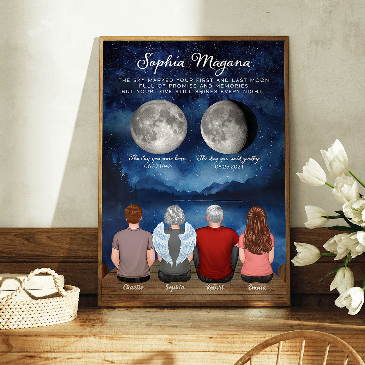 The Moon Marked Your Arrival & Farewell Memorial Gift Family Member Moon Phase Personalized Poster