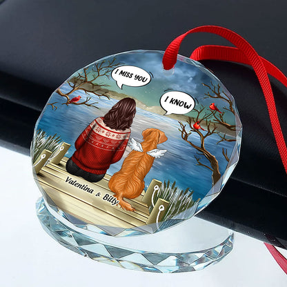 Pet Memorial I Miss You Back View Personalized Glass Ornament, Memorial Gift, Remembrance Gift For Dog Lover