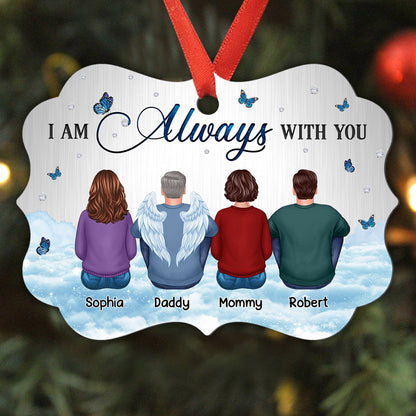 Family Memorial Sitting Sky Metal Background Personalized Christmas Ornament