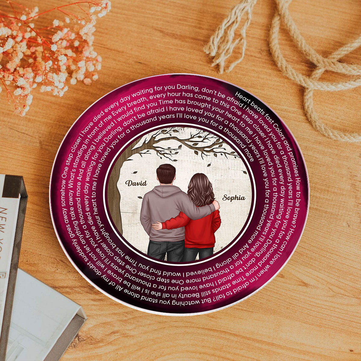 Favorite Place In The World Couple Standing Back View Personalized Vinyl Lyrics Record - Acrylic Song Plaque - Valentine's Day Gift, Anniversary Gift For Couple, For Him, For Her, Husband, Wife