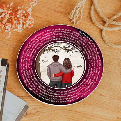 Favorite Place In The World Couple Standing Back View Personalized Vinyl Lyrics Record - Acrylic Song Plaque - Valentine's Day Gift, Anniversary Gift For Couple, For Him, For Her, Husband, Wife