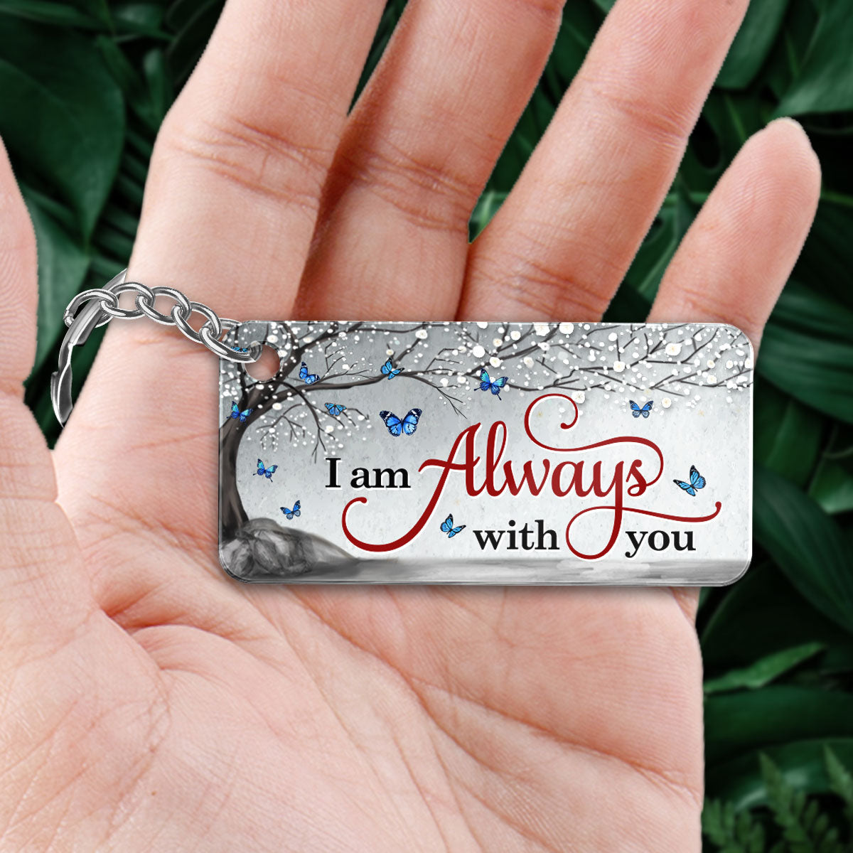 Always With You Whole Family Sitting Blossom Tree Memorial Personalized Acrylic Keychain