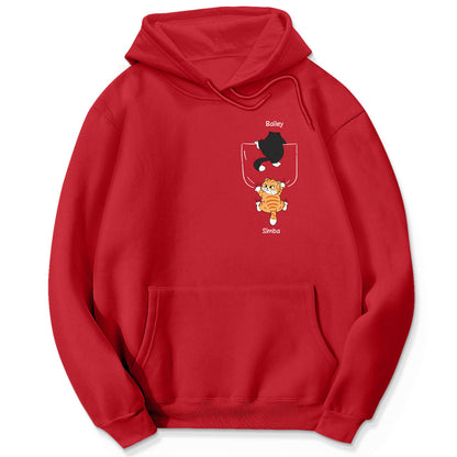 Cute Naughty Cat Climbing Pocket Gift For Pet Lover Personalized Shirt