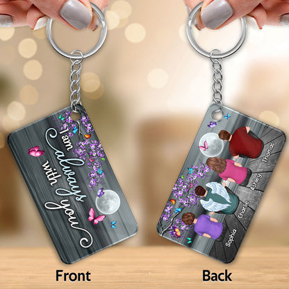 Butterflies Moon Night Always With You Whole Family Memorial Remembrance Gift Personalized Acrylic Keychain