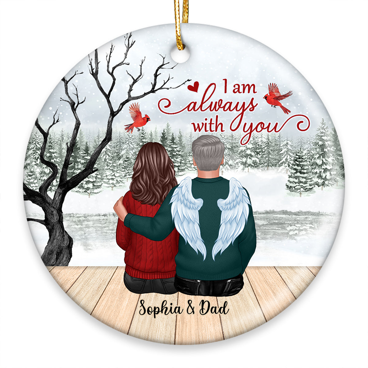 Always With You Dry Tree And Wood Brigde Memorial Gifts Personalized Circle Ornament