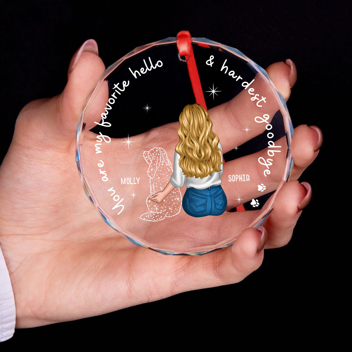 Dog Memorial Pet Loss Keepsake Personalized Glass Ornament