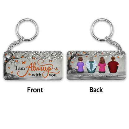 Orange Butterflies Blossom Tree Always With You Whole Family Memorial Remembrance Gift Personalized Acrylic Keychain