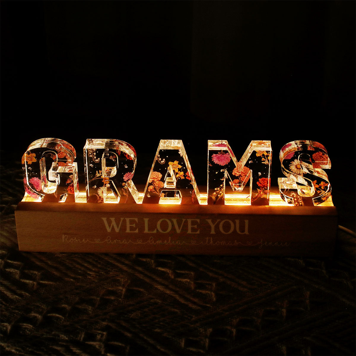 Custom Flower Printed LED Night Light, Birth Month Flower, Mother's Day Gift for Mom, Gift for Grandma, Gift for Wife