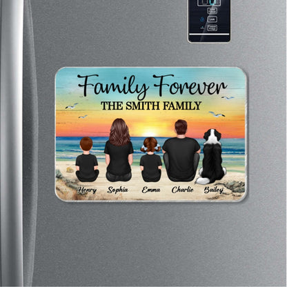 Family Forever Beach Landscape Personalized Acrylic Fridge Magnet, Gift For Family