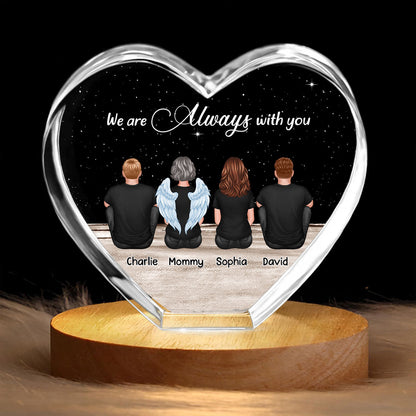 Always With You Sky Family Members, Memorial Personalized Premium Crystal Heart LED, Sympathy Gift, Free Delivery Included