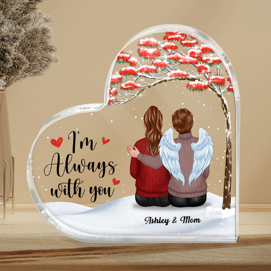 Family Sitting Under Red Tree Memorial Remembrance Gift Personalized Heart Plaque