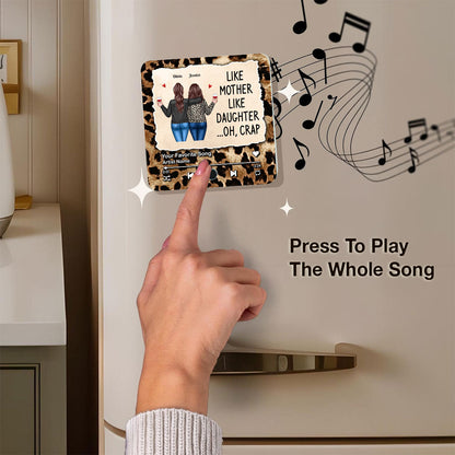 Like Mother Like Daughter Leopard Pattern Personalized Music Fridge Magnet, Funny Mother's Day Gift for Mom, Gift for her