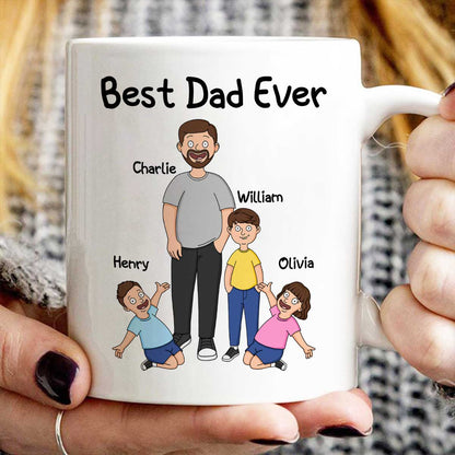 Funny Family Style Dad And Kids Best Dad Ever Personalized Mug