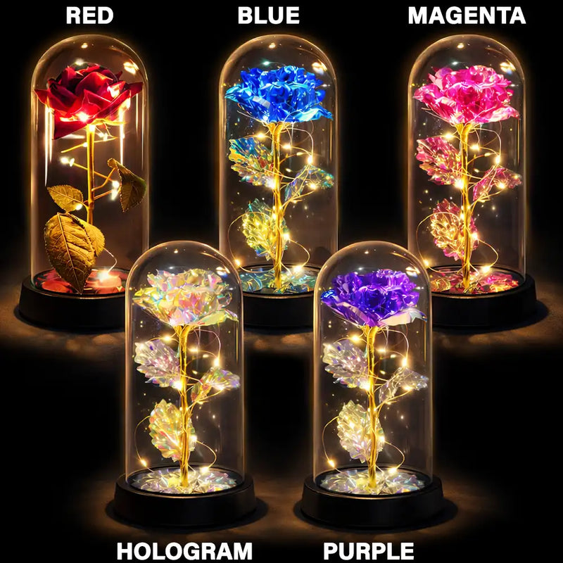 Forever Yours 3D Effect Flannel Standing Couple - Personalized Everlasting Rose Dome Lamp