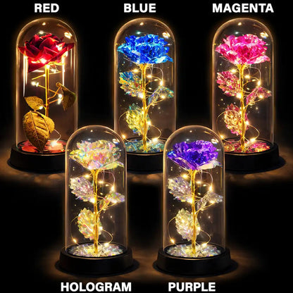 Forever Yours 3D Effect Flannel Couple - Personalized Everlasting Rose Dome Lamp