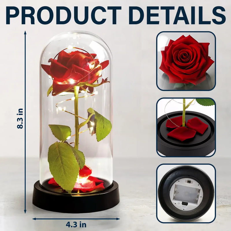 Forever Yours 3D Effect Flannel Couple - Personalized Everlasting Rose Dome Lamp