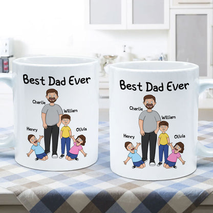 Funny Family Style Dad And Kids Best Dad Ever Personalized Mug