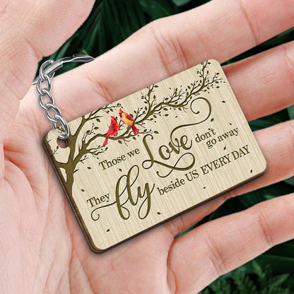 Under Tree Always With You Cardinal Whole Family Memorial Remembrance Gift Personalized Wooden Keychain
