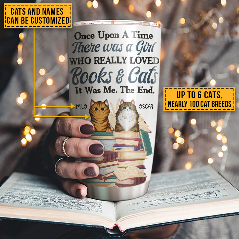 Reading Book, Kitten, Cat Lady Once Upon A Time Girl Custom Tumbler