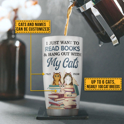 Reading Books Kitten Cat Lady I Just Want To Custom Tumbler