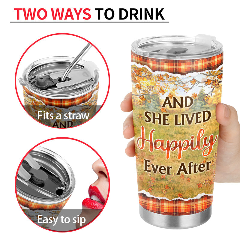 Reading Cats Girl And She Lived Happily Ever After - Personalized Custom Tumbler