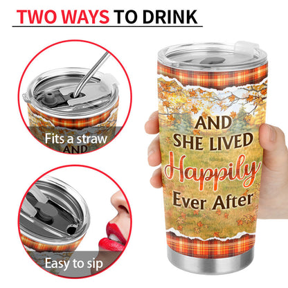 Reading Cats Girl And She Lived Happily Ever After - Personalized Custom Tumbler