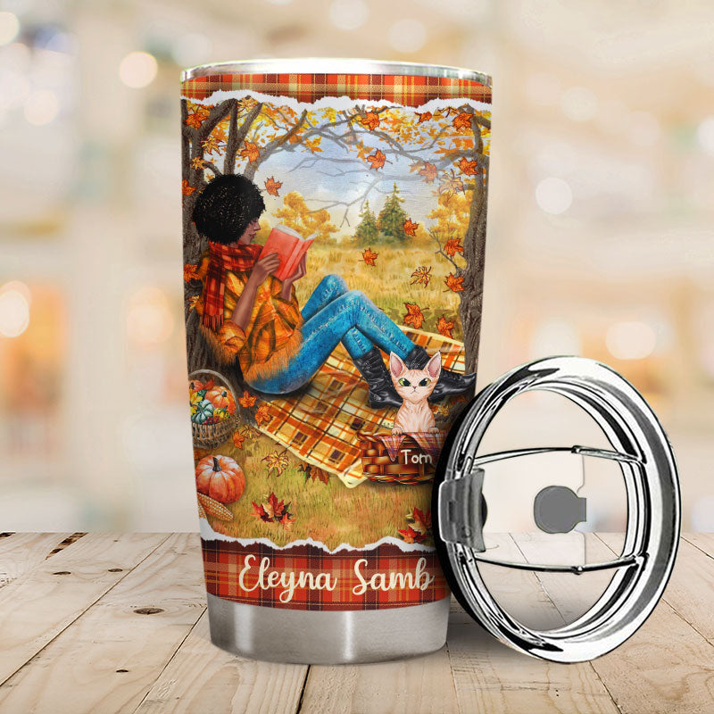 Reading Cats Girl Once Upon A Time - Personalized Custom Tumbler