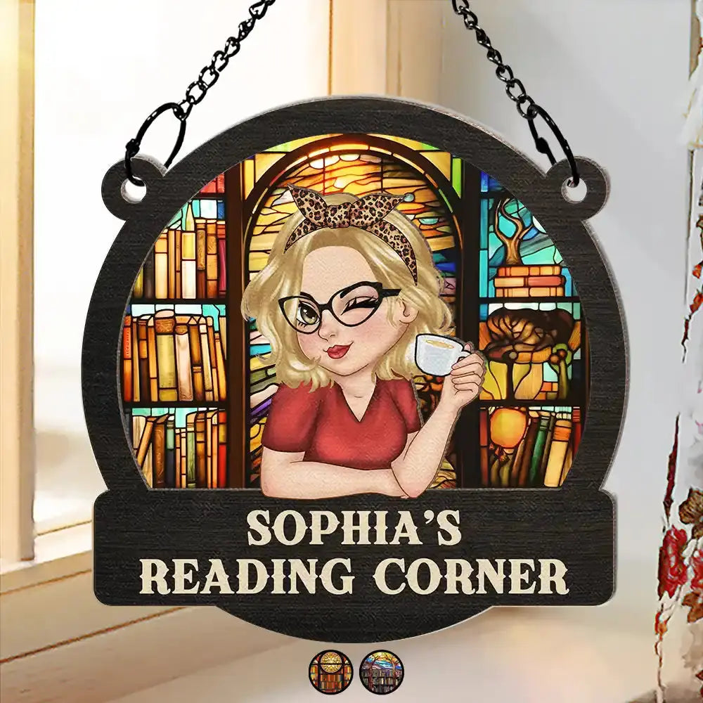 Reading Corner Women - Personalized Window Hanging Suncatcher Ornament Hanging Suncatcher Ornament The Next Custom Gift