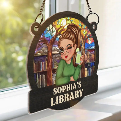 Reading Corner Women - Personalized Window Hanging Suncatcher Ornament Hanging Suncatcher Ornament The Next Custom Gift