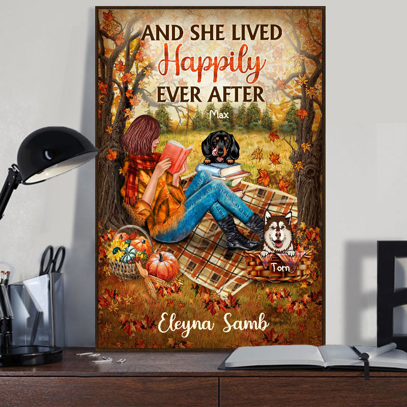 Reading Dogs Girl And She Lived Happily Ever After - Personalized Custom Poster