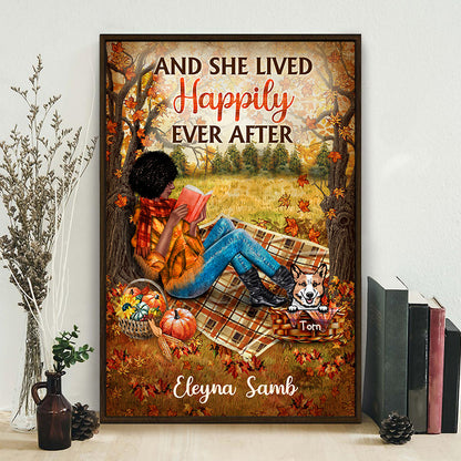 Reading Dogs Girl And She Lived Happily Ever After - Personalized Custom Poster