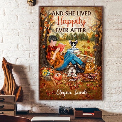 Reading Dogs Girl And She Lived Happily Ever After - Personalized Custom Poster