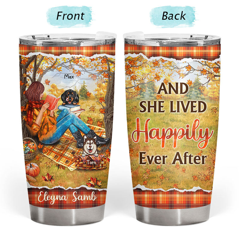 Reading Dogs Girl And She Lived Happily Ever After - Personalized Custom Tumbler